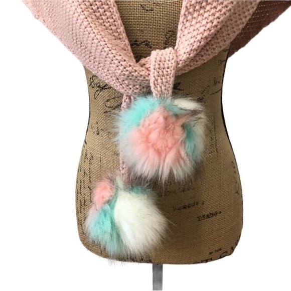 Capelli Kids Pink Cotton Candy Pom Pom Scarf Wrap - Picture 2 of 8